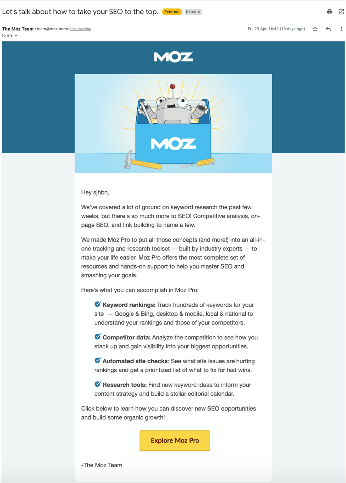 Moz email. Full description and transcript below, under summary field labelled 'Open image description and transcript'.