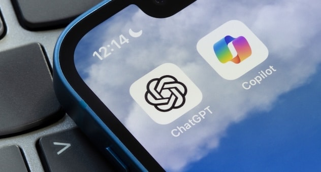 Copilot and ChatGPT apps on phone screen