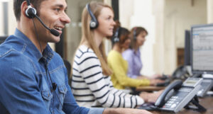 People on headsets customer support
