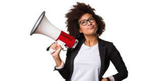Woman with megaphone